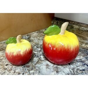 2pc Ceramic Apple set Kitchen Decor Fruit ceramic‎ Decor new Apple set 7" & 5".